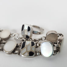Load image into Gallery viewer, Vintage Inlay Ring &amp; Bracelet Set Ring Size 7.5 &amp; Bracelet 8&quot;
