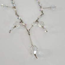 Load image into Gallery viewer, Aurora Borealis Faceted Drop Necklace &amp; Earrings Set Stamped 925 Silver
