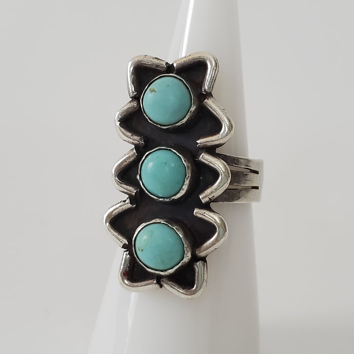 Vintage Native American Turquoise Ring 925 Silver Size 5.5
