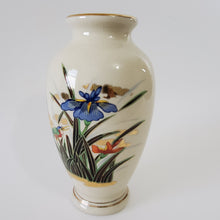 Load image into Gallery viewer, Vintage Vase with Iris Flowers and Kawasemi Kingfisher Bird Made in Japan 9&quot;
