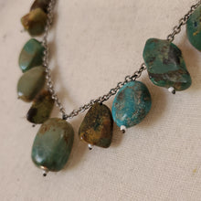 Load image into Gallery viewer, Chunky Turquoise Necklace on Silver Tone Chain 20&quot;
