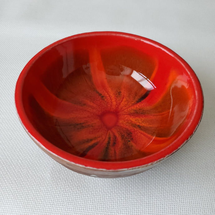 Mid Century California Pottery Glazed Dipping Bowl Orange Glazed