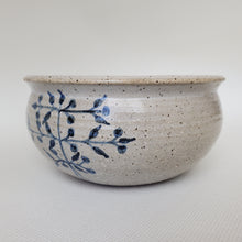Load image into Gallery viewer, Vintage Stoneware Pottery Cachepot w Hand-painted Blue Tree
