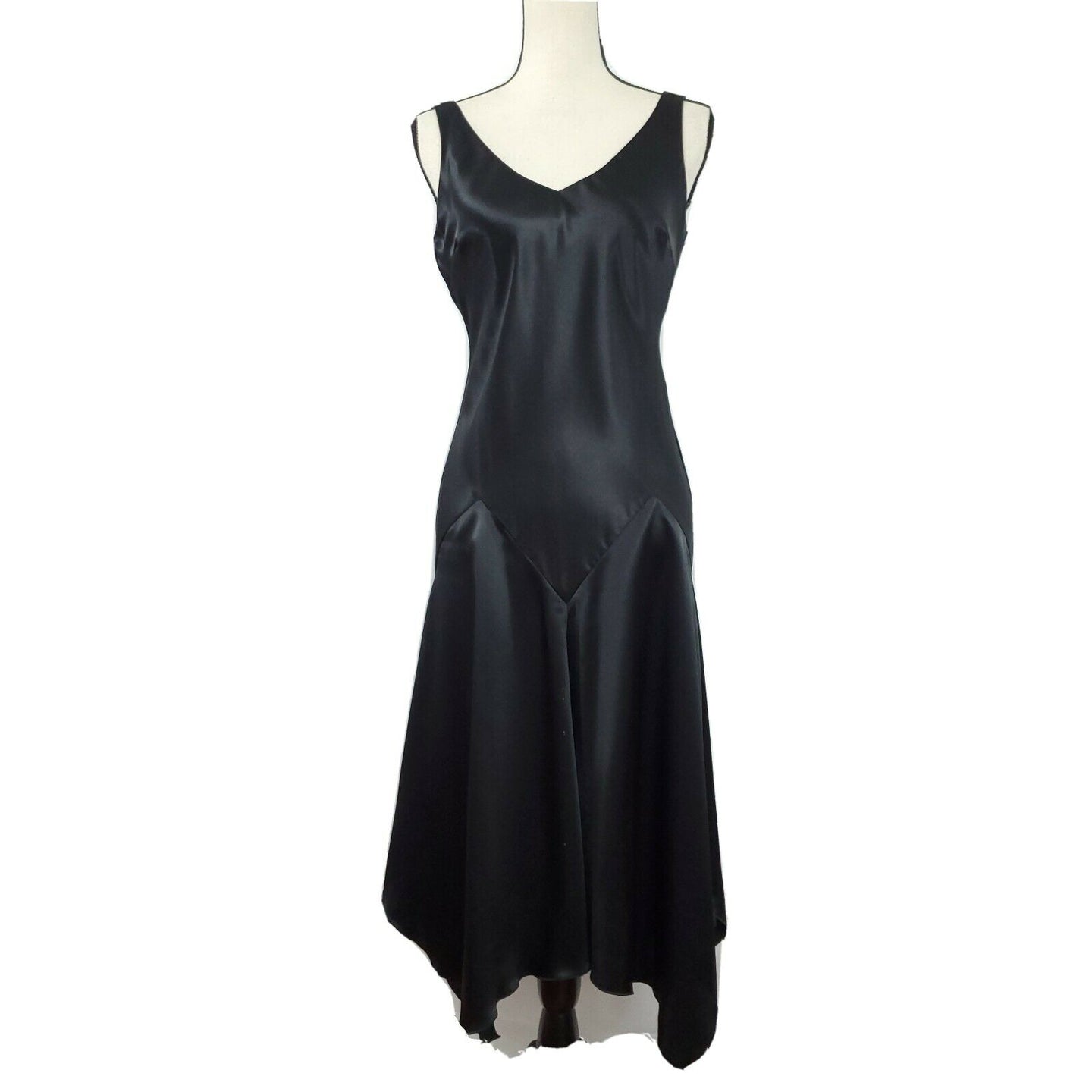 90s Black Satin Dress Size 6P