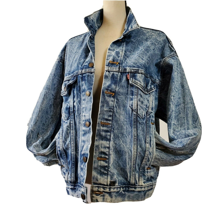 Men's Vintage Acid Washed Levis Denim Trucker Jacket 100% Cotton Size Large