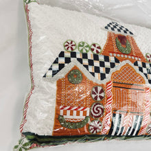 Load image into Gallery viewer, MacKenzie-Childs Embroidered Gingerbread House Lumbar Pillow
