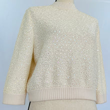 Load image into Gallery viewer, St John Evening Sequin Knit Ivory Pullover Sweater Size 10
