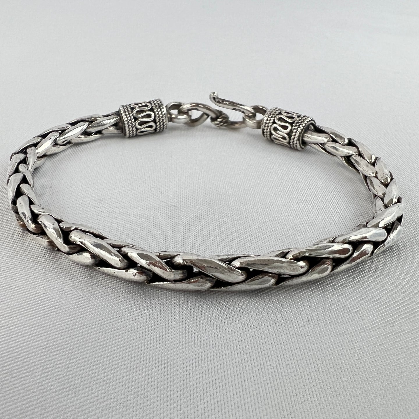 Vintage Sterling Silver Braided Chain Bracelet 7 1/4