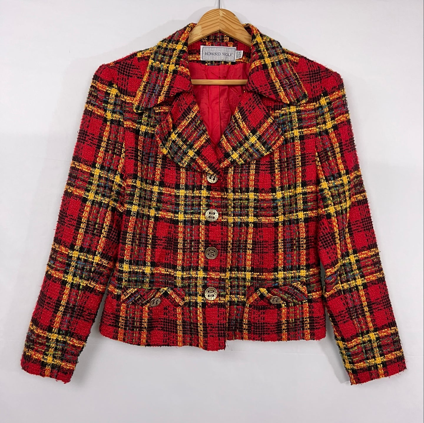 Vintage Howard Wolf Red Tweed Blazer Size 6 Chest 38