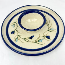 Load image into Gallery viewer, Stoneware Pottery Chips &amp; Dip Dish Hand Painted &amp; Signed by Artist 12.5&quot;
