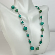 Load image into Gallery viewer, Genuine Turquoise Knotted Bead Necklace 925 Silver Loop Clasp
