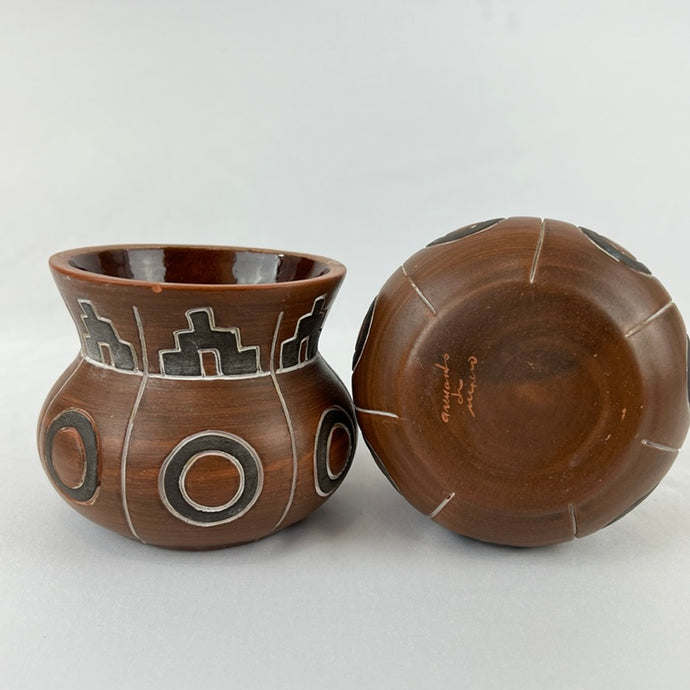 Southwest Art Pottery Handmade Mexican Folk Art Signed Set of 2