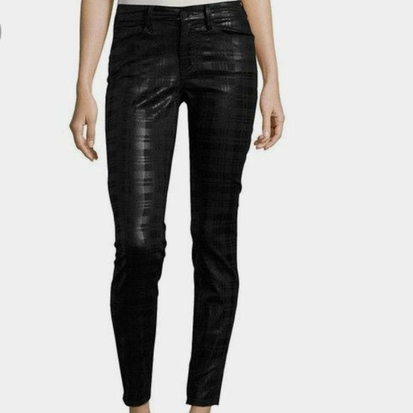 Buffalo Jeans Hope Mid Rise Skinny Stretch Black Coated Plaid Size 29