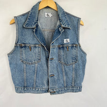 Load image into Gallery viewer, 90s Calvin Klein Cropped Denim Biker Vest Size Large
