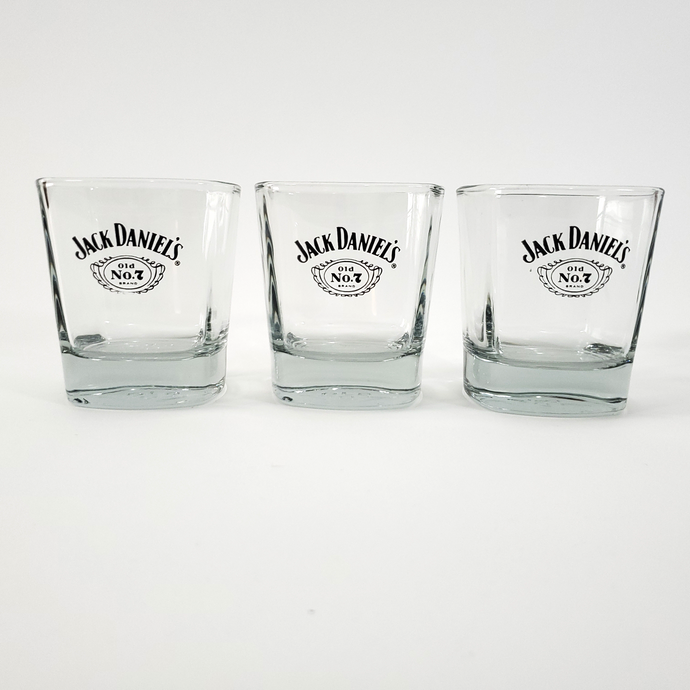 Jack Daniel's  Old No. 7  Rocks Glasses 3D Embossed Bottom Set of 3 3.5
