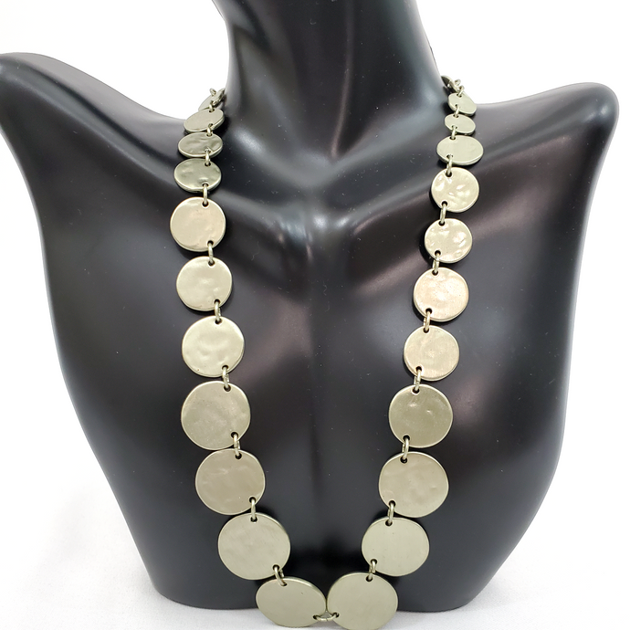 Anne Taylor Loft Brushed Disk Chain Silver Tone Necklace