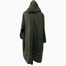 Load image into Gallery viewer, Lagenlook Hooded Dress w Pockets Color-Blocked Stitching Tied Print
