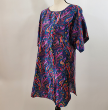 Load image into Gallery viewer, Vintage Adonna Satin Nightgown Purple Paisley Print  Size Small Made in the USA
