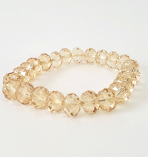 Load image into Gallery viewer, Faceted Glass Bead Stretch Bracelet - Light Champagne
