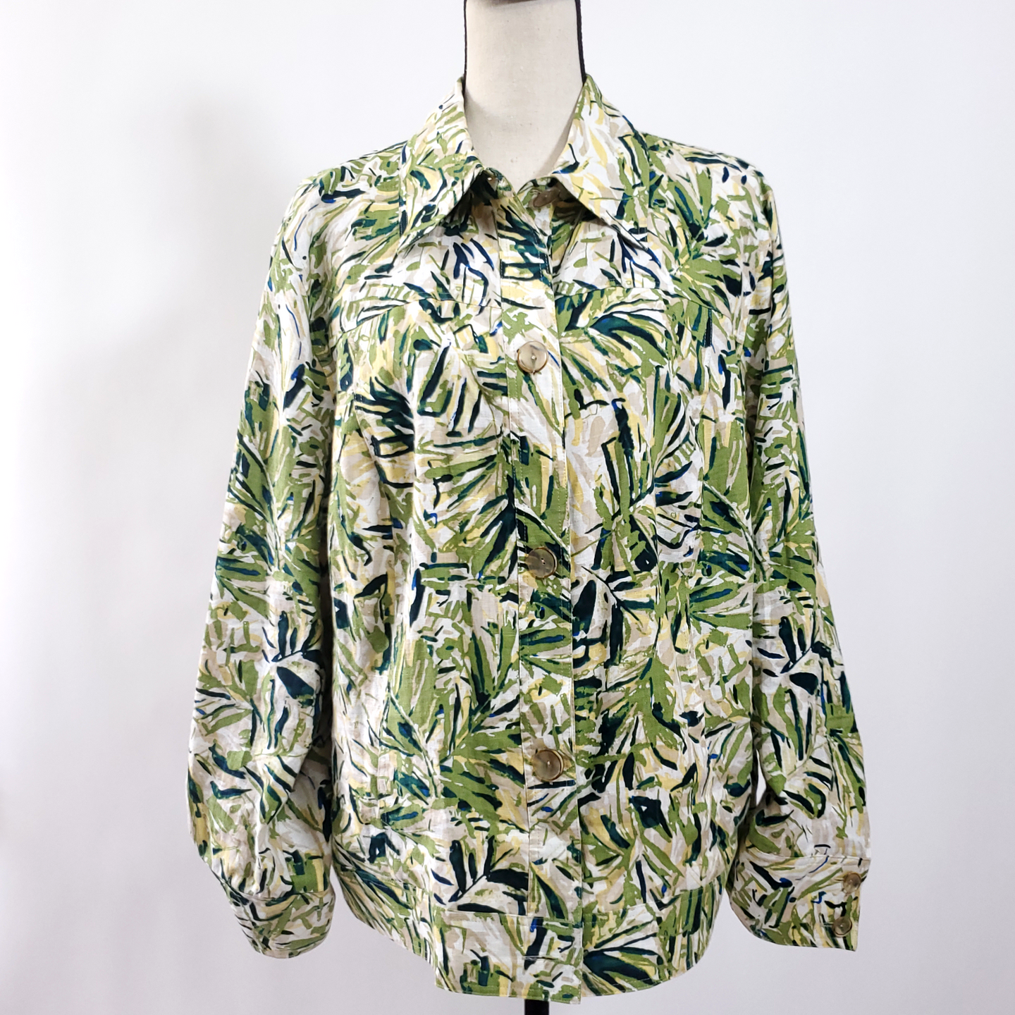 Dana Buchman Shacket 100% Linen Long Sleeve Shirt Jacket - Size 18