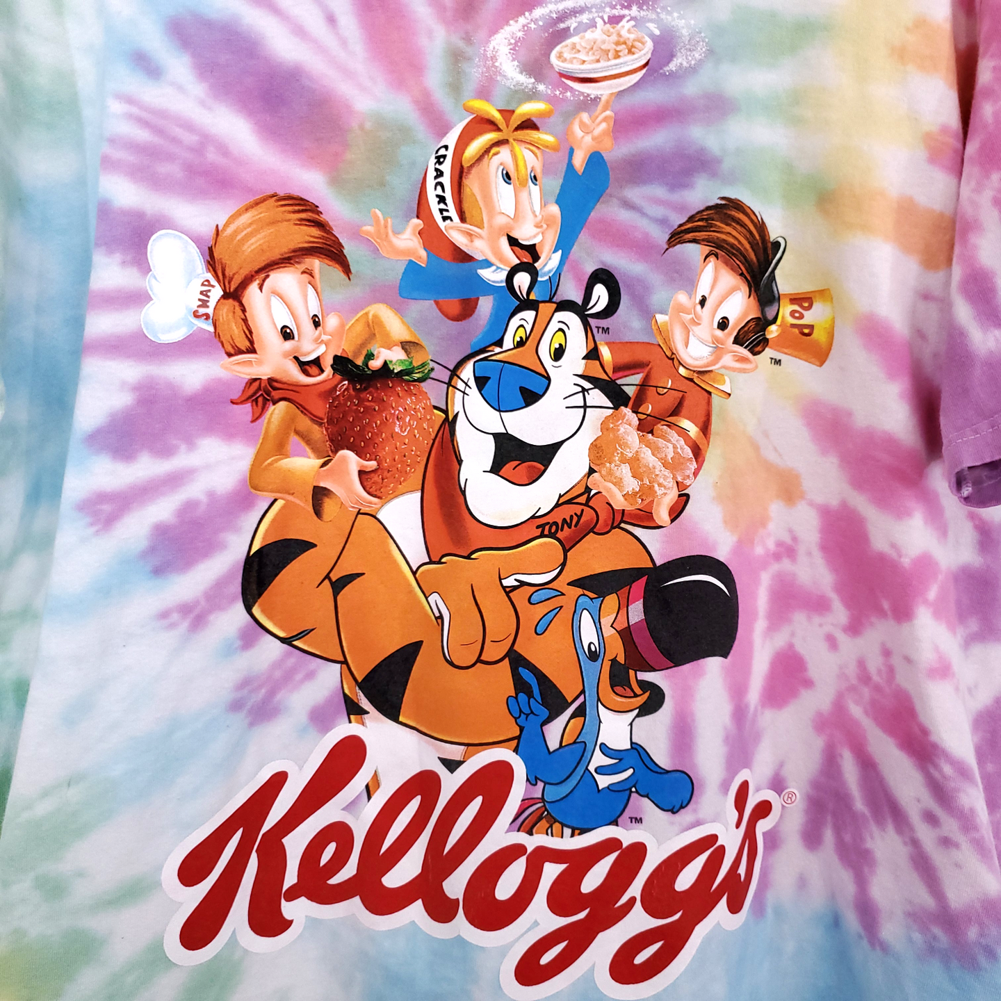 Rare Kellogg's Cereal Tie Dye T-Shirt  100% Cotton XXL Collectible