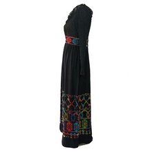 Load image into Gallery viewer, Black Embroidered Empire Waist Maxi Dress  - Size Small
