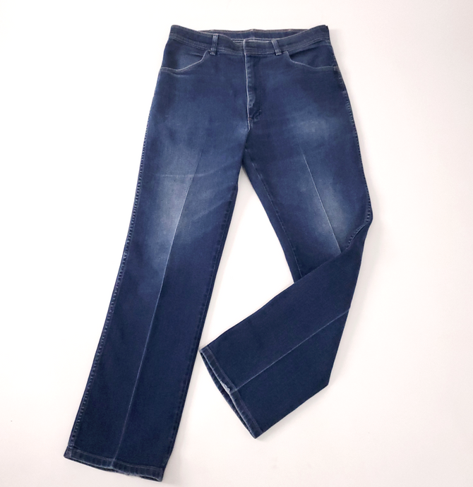 Vintage Wrangler Elite Straight Leg Creased Denim Jeans 34 x 42.5