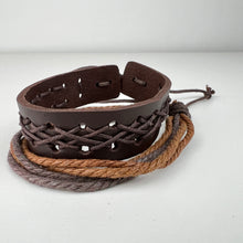 Load image into Gallery viewer, Handmade Brown Leather Bracelet Set of 2
