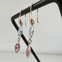 Load image into Gallery viewer, Vintage Italy 925 Dangle Drop Earrings Pink &amp; Blue Colored Glass
