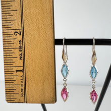Load image into Gallery viewer, Vintage Italy 925 Dangle Drop Earrings Pink &amp; Blue Colored Glass
