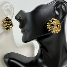 Load image into Gallery viewer, Vintage Monet Black &amp; Gold Cluster Earrings
