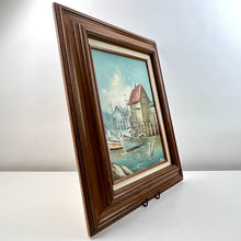 Load image into Gallery viewer, Original Oil on Canvas  Boat Docks Painting Framed &amp; Signed
