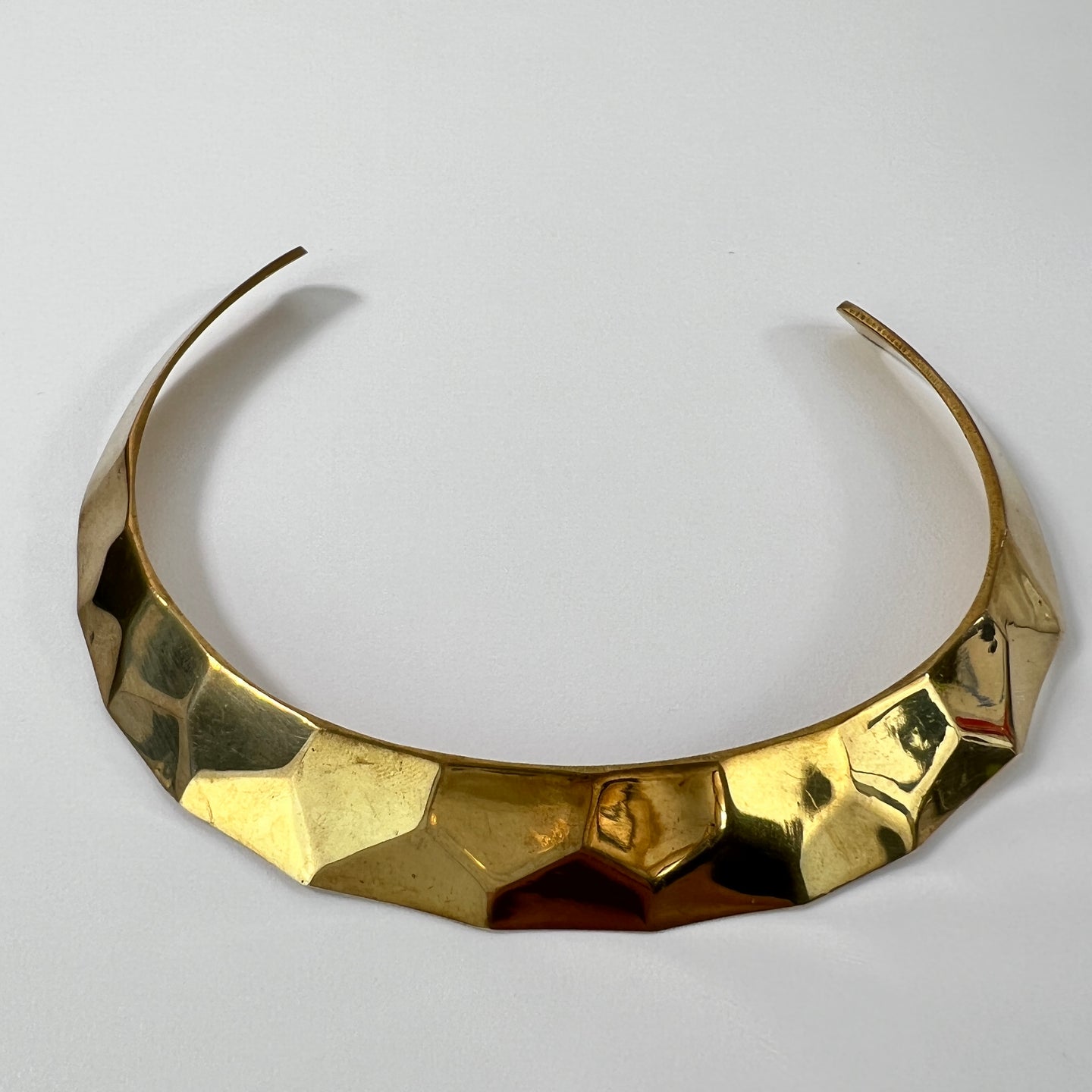 Vintage Hammered Brass Cuff Necklace