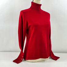 Load image into Gallery viewer, VTG Red Turtleneck Sweater with Button Sleeves Size Medium
