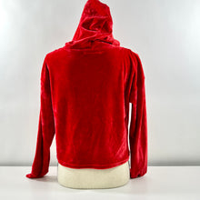 Load image into Gallery viewer, Eye Candy Red Velour Cropped Hoodie Size Medium
