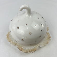 Load image into Gallery viewer, Vintage Milk Glass Cheese Dome  with Hook Handle Hand Painted
