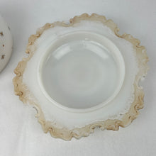 Load image into Gallery viewer, Vintage Milk Glass Cheese Dome  with Hook Handle Hand Painted
