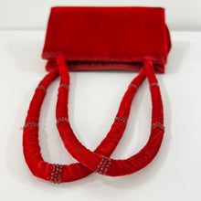 Load image into Gallery viewer, Vintage Red Hat Society Red Velvet &amp; Sequin Beaded Purse with Double Handles
