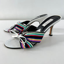 Load image into Gallery viewer, 90s Issac Mizrahi Ribbon Peep Toe Heels Mules Size 7 Made in Italy
