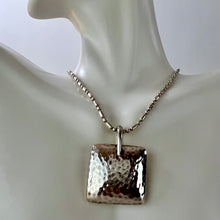 Load image into Gallery viewer, Sterling Silver Square Hammered Pendant 1&quot; x 1&quot;
