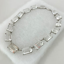 Load image into Gallery viewer, Emerald Cut Rock Quartz Crystal Fine Silver Necklace Made in Japan
