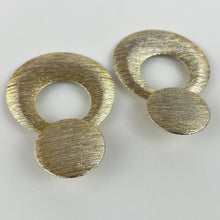 Load image into Gallery viewer, 1980s Clip On Gold Hoop Earrings 3.5&quot; Drop
