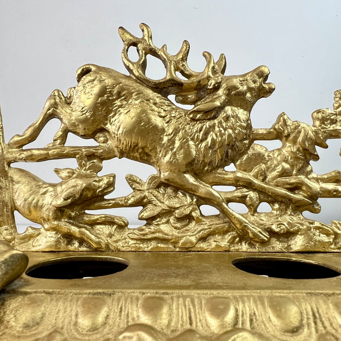 Antique Bradley And Hubbard Inkwell Stag Elk Hunting Scene