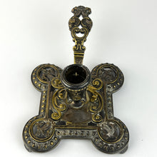 Load image into Gallery viewer, Vintage EB Silver &amp; Gold Candlestick Holder with Handle
