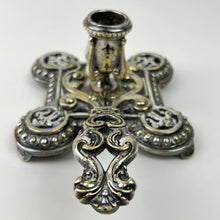 Load image into Gallery viewer, Vintage EB Silver &amp; Gold Candlestick Holder with Handle
