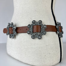 Load image into Gallery viewer, Handcrafted Brown Leather Concha Belt Size 32&quot; Removable Buckles
