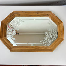Load image into Gallery viewer, Vintage Oak Framed Etched Mirror
