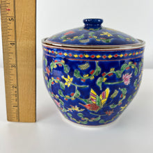 Load image into Gallery viewer, Vintage Bone China Jar &amp; Lid with Butterflies &amp; Flowers
