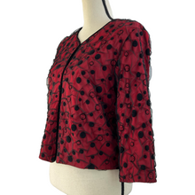Load image into Gallery viewer, Ruby Red Polka Dot Black &amp; Red Lace Jacket Size 8
