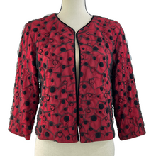 Load image into Gallery viewer, Ruby Red Polka Dot Black &amp; Red Lace Jacket Size 8
